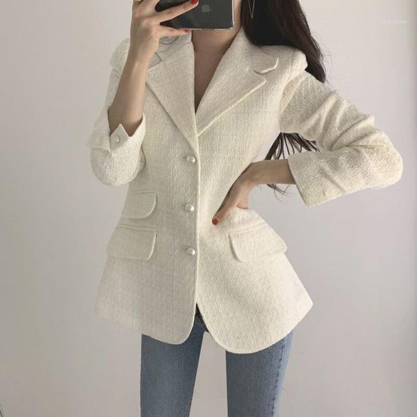 

vintage tweed plaid blazer women buttons single breast office ladies blazer jackets autumn winter work wear female coats1, White;black