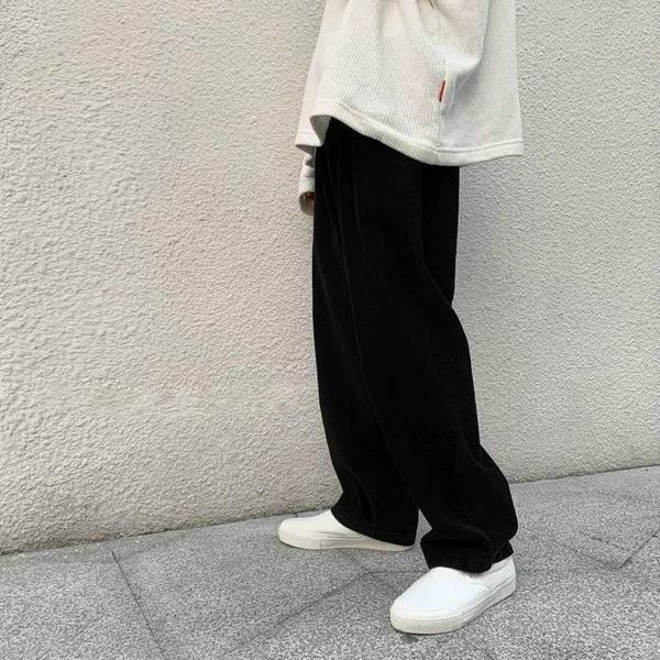 

women's pants & capris women plus size 3xl thick fall spring corduroy vintage all-match elegant simple ladies trouser wide-leg casual h, Black;white