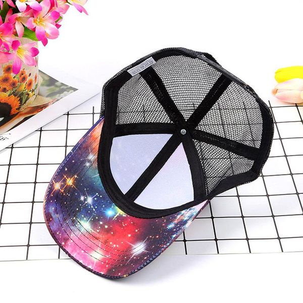 

factory outlet звездное небо печати бейсболка оптовая summer sun hat snapback hip hop caps хвостик mesh cap мерцает звезда sqcikf, Black;white