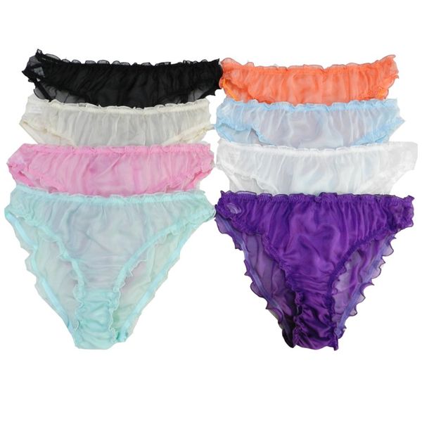 

8pcs women's 100% silk bikini panties underwear multicolor, Black;pink