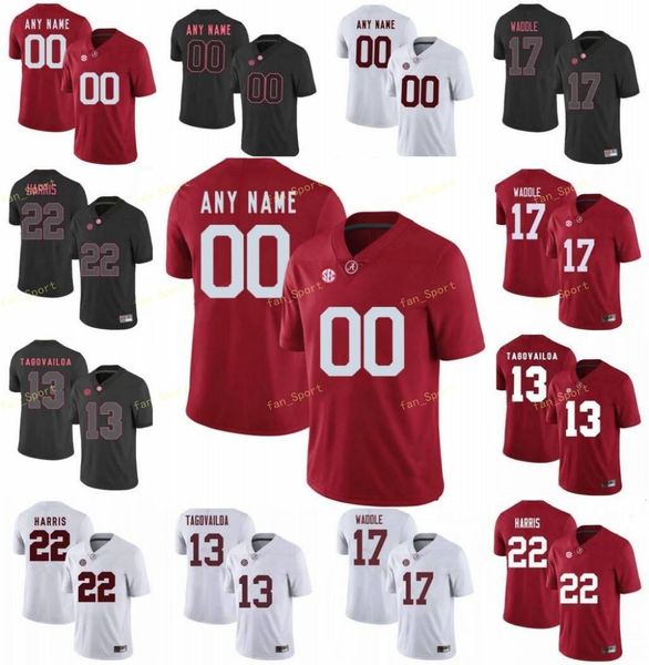 

men women youth custom alabama crimson tide college football jersey 13 tua tagovailoa 17 jaylen waddle 2 patrick surtain ii 22 najee harris, Black