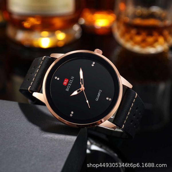 

men's men's fashion new watch simple business general alloy watch belt quartz watch 8630, Slivery;brown