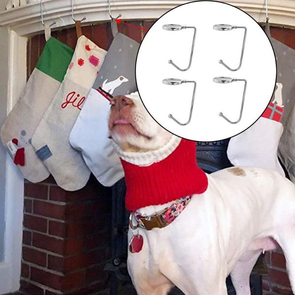 

4pcs christmas stocking holder anti-slip pendant clip zinc alloy safety party decoration festival hang grip home mantel hooks