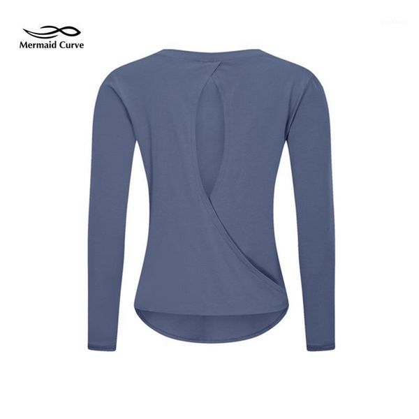 

yoga outfits women back hollow out sport t shirts female sports loose fitness t-shirt long sleeve dancer tee running shirts1, White;red