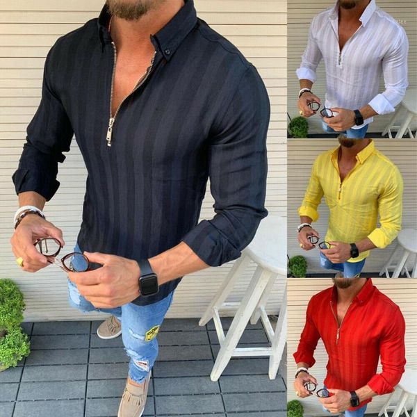

2020 new fashion mens stylish casual slim fitness shirt long sleeve muscle solid color -xxl turn-down collar casual shirts1, White;black