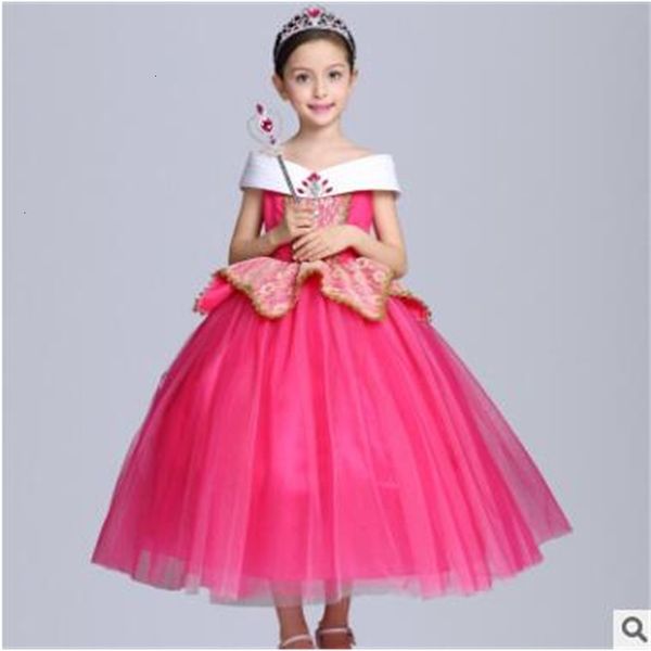 

aurora halloween evening costume children cosplay party girl princess pearl dress kids clothes girls dresses, Red;yellow