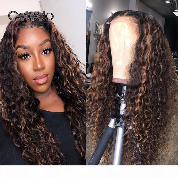 

colodo highlight lace front human hair wigs for women kinky curly human hair wig kinky curly 13x6 lace front wig, Black;brown