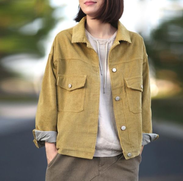 

literary portrait released solid turn-down color velvet female collar 2021 autumn new casual jacket style q478 je69, Black;brown