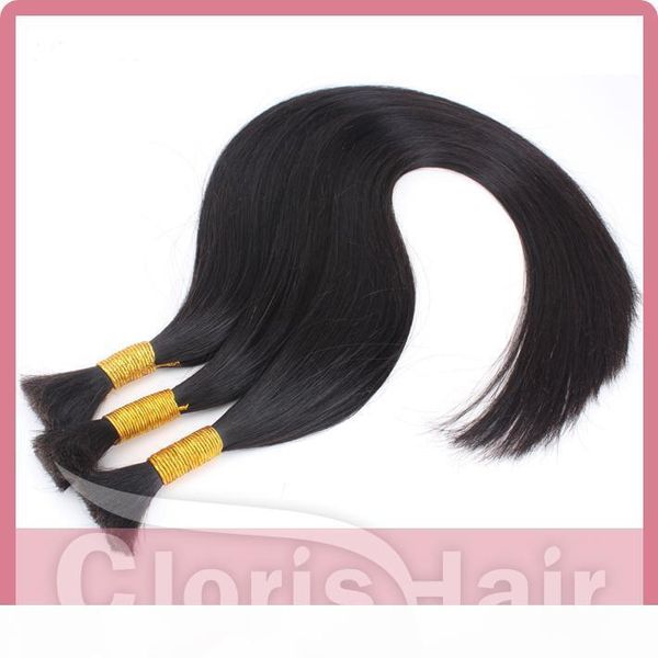 

brazilian human bulk braiding hair no weft straight hair extension in bulk 3 bundles deal exquisite weave bulk products, Black