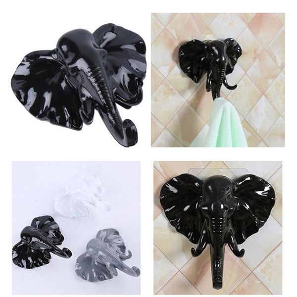 

hooks & rails bathroom elephant head self adhesive wall door hook 1pc bag keys sticky holder hanger kitchen towel 1206#301