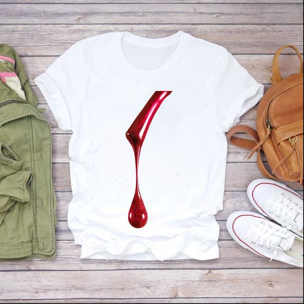 

women 2021 summer fingernail 3d nail art fashion lady t shirts t shirt ladies womens graphic female tee t shirt, White