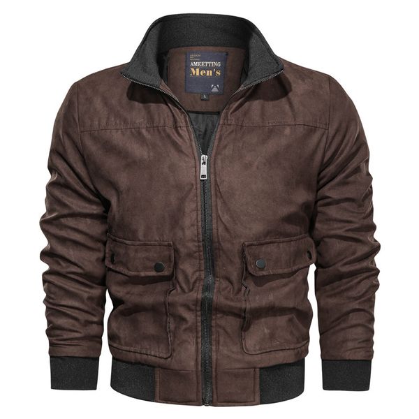 

negizber 2019 new autumn winter mens and solid stand collar zipper jacket fashion thick fleece coats men