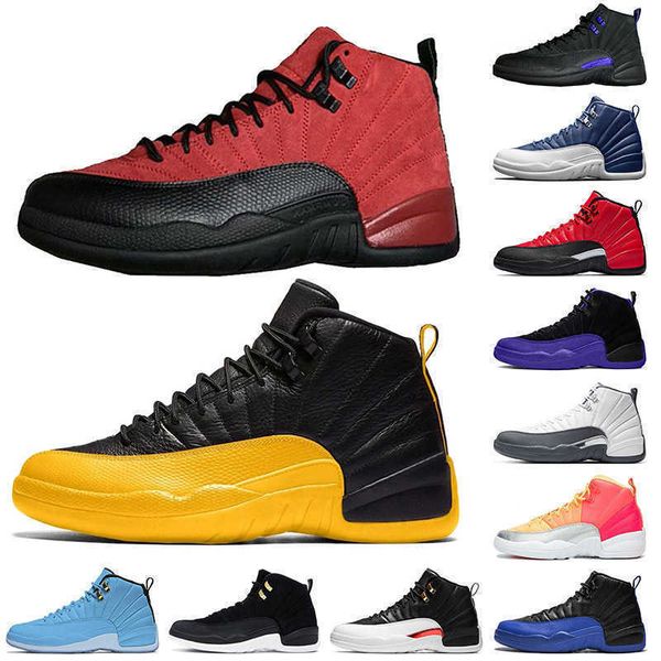 

2020 new arrival trainer basketball shoes 12s jumpman university gold stone 12 reverse flu game men sneakers shoes size us 13