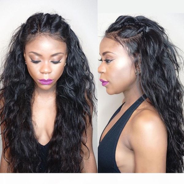 

human hair full lace wigs virgin hair natural wave glueless full lace wigs for black women lace front wigs with baby hair, Black;brown