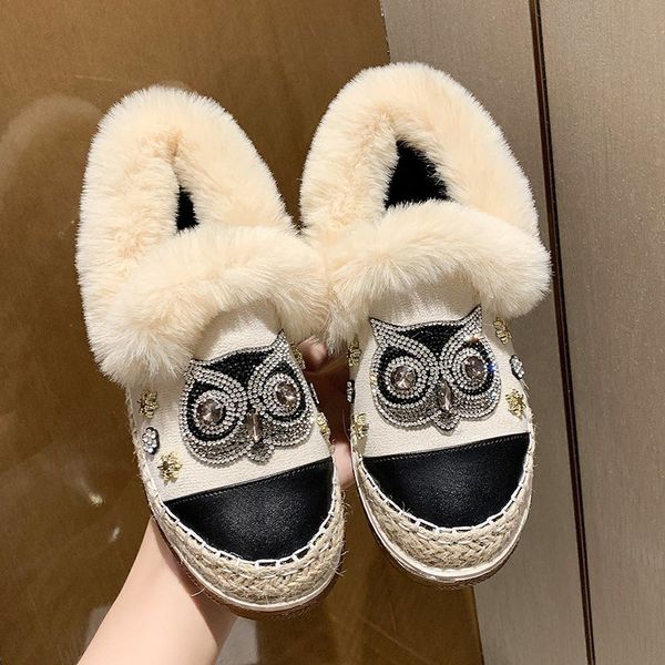 

winter women house furry slippers fashion faux fur warm shoes women slip on flats female home slides black plush slippers x1020
