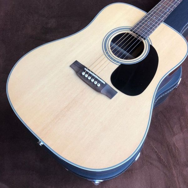 

natural solid wood spruce acoustic guitar customized d-shaped rosewood electric guitar plus fisherman 301 plus hard case