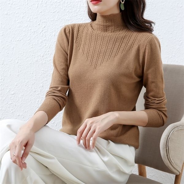 

gigogou women turtleneck sweater autumn winter long sleeve woman pullover sweaters chic female jumper knitted pull femme 201130, White;black