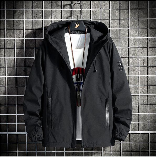 

2021 new fashion hooded bomber windbreaker jacket men spring autumn streetwear windproof coat k960, White;black