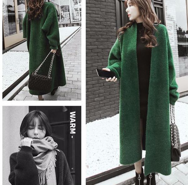 

women new cashmere cardigan trench solid winter coat batwing sleeve knitted lady long cardigan thick long outwear1, Tan;black