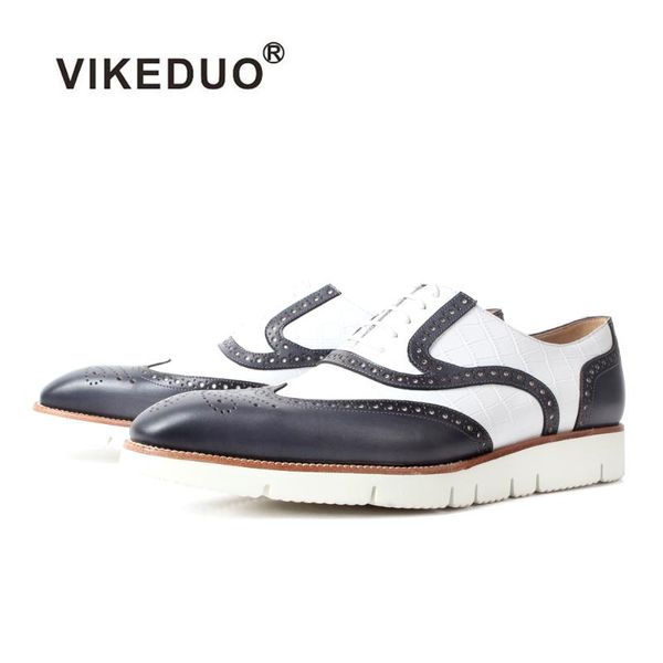 

vikeduo 2020 new fashion overall brogue dress shoes men's square genuine leather shoes oxford men, Black