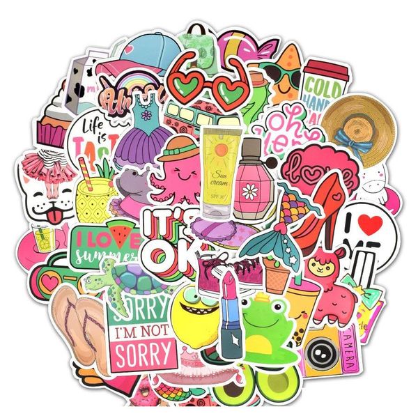 

50 pcs waterproof beach style vinyl stickers for water bottle lapmacbook computer phone pad for teen gir sqcnwr toys2010