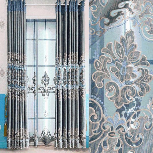 

luxurious and elegant european high-grade modern simple embroidery shading curtains for living dining room bedroom.1