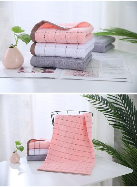 

towel 34 x 72cm cotton plain soft strong face wash bath pink dark grey white1