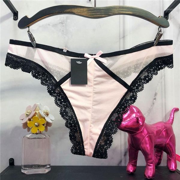 

romantic lace underwear women hollow out panties string transparent thong seamless briefs female lingerie1, Black;pink