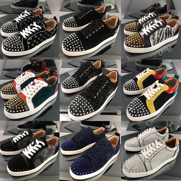 

australia platform designers mens womens shoes sneakers leather red sole silver spikes rivets toecap heel flats big size 1213 casual shoes, Black