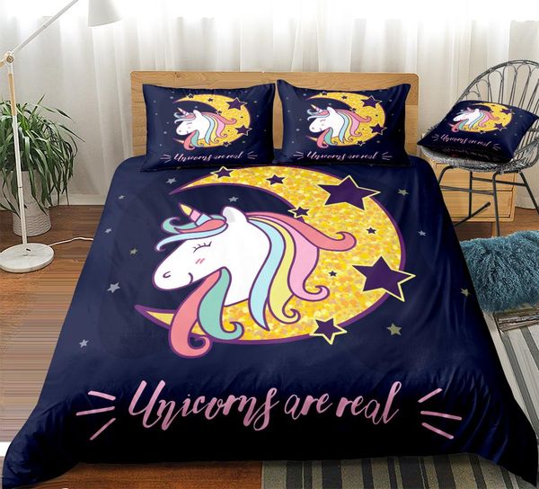 

unicorn bedding set flowers horse duvet cover set moon unicorn quilt cover with pillowcases for kids teen black home textile