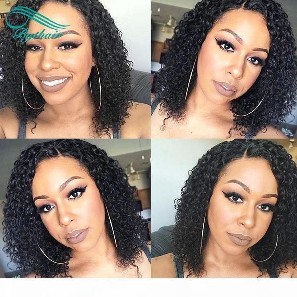 

bythair lace front human hair wigs for women virgin peruvian deep curly full lace wigs with baby hair bleached knots pre plucked, Black;brown