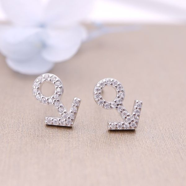 

hengsheng s925 silver cross-border one product dropshipping mens gender symbol fashion simple zircon stud earrings womens earrings, Golden
