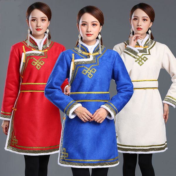 

winter women warm thick elegant coat traditional tang suit festival party costumes classic asian ethnic style clothing, Red