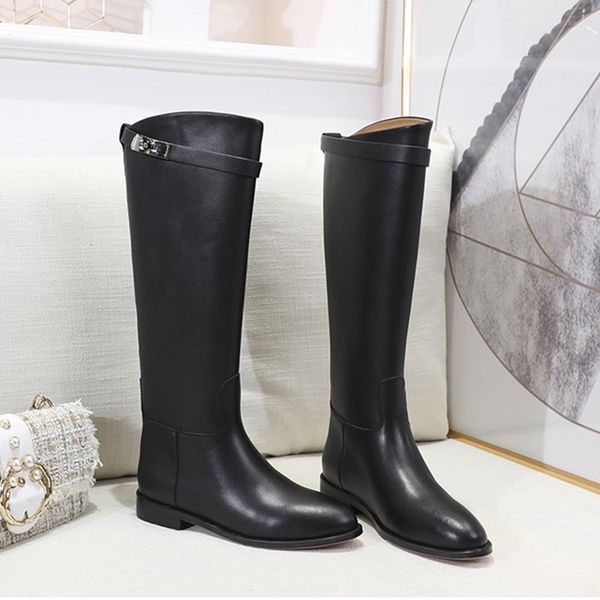 

discount luxury women's bootsequestrian leather design boots classic leather knights' boots retro fashion knights' boots no.4, Black