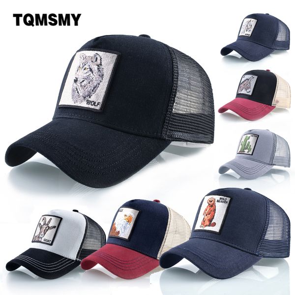 

wholesale cotton snapback caps for men embroidery wolf baseball cap women's breathable mesh trucker bone rooster hip hop hats t200116, Blue;gray