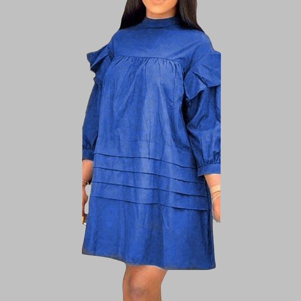 

2021 dressed in tanning europe america's spring casual fashion lotus lace doubles half turtleneck high lantern sleeve the line skirt 5n, Black;gray