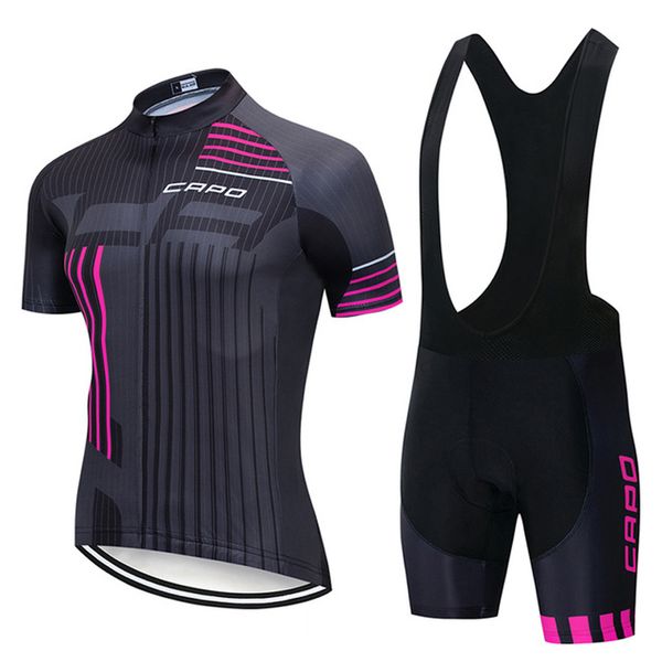 

2020 capo team men cycling jersey set mtb bicycle clothing summer short sleeve shirt bib shorts suit bike ropa ciclismo sports uniform y, Gray