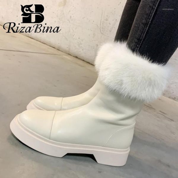 

rizabina new women winter snow boots plush fur warm fashion short boots ladies vacation daily footwear size 34-431, Black