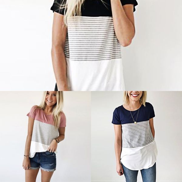 

stripe color block casual round neck short sleeve coat stripe color block casual round neck short sleeve coat t-shirt t-shirt qgxwy, White
