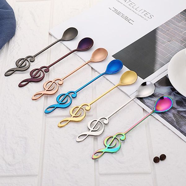

1set stainless steel spoons creative guitar shape coffee spoon cat shape musical note shape rose kitchen tableware h wmtpwc