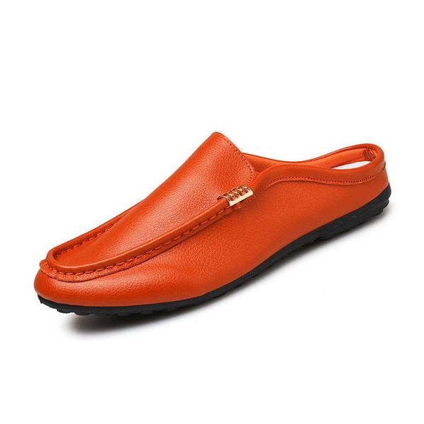 

summer men loafers pu leather casual shoes fashion slip on driving shoes breathable moccasins orange suede loafers, Black
