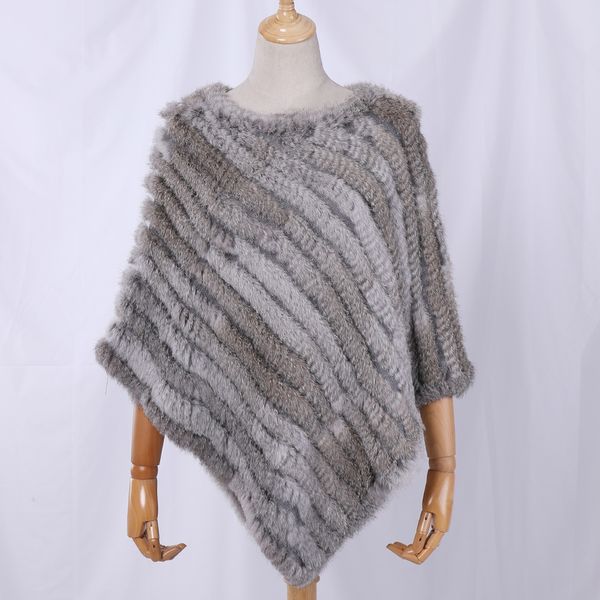 

women real rabbit fur shawl natural real knitted real rabbit fur poncho scarf autumn winter rabbit fur pashmina 201026, Blue;gray