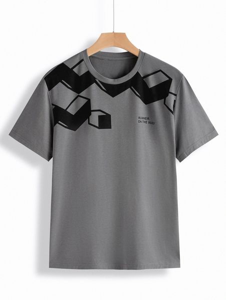 

men geo and slogan graphic tee d1np#, White;black
