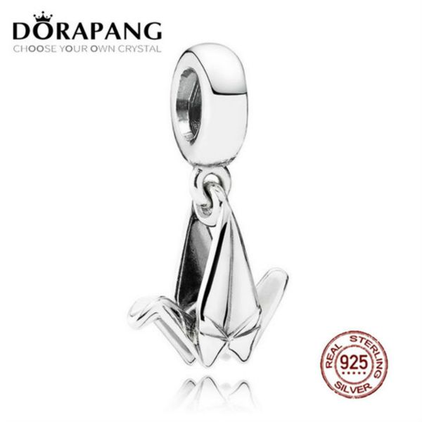 

2021 new 100% 925 sterling silver origami crane charm pendant charms bead for mother gift bracelet diy bangle, Black