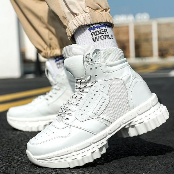 

new ankle boots lace-up non-slip male waterproof autumn man work shoes street trend brand designer shoes, Black