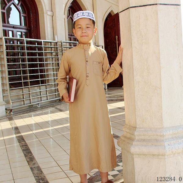 

ethnic clothing muslim children's robes embroidered arab hui islamic boy worship prayer clothes1, Red