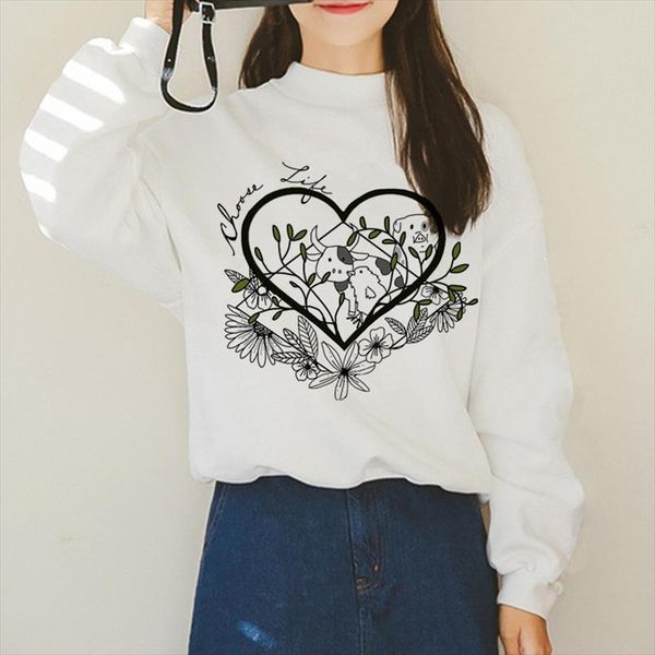 

vegan harajuku kawaii cartoon print hoodies for women autumn winter warm turtleneck sweatshirts 90s grunge graphic hoody female, Black