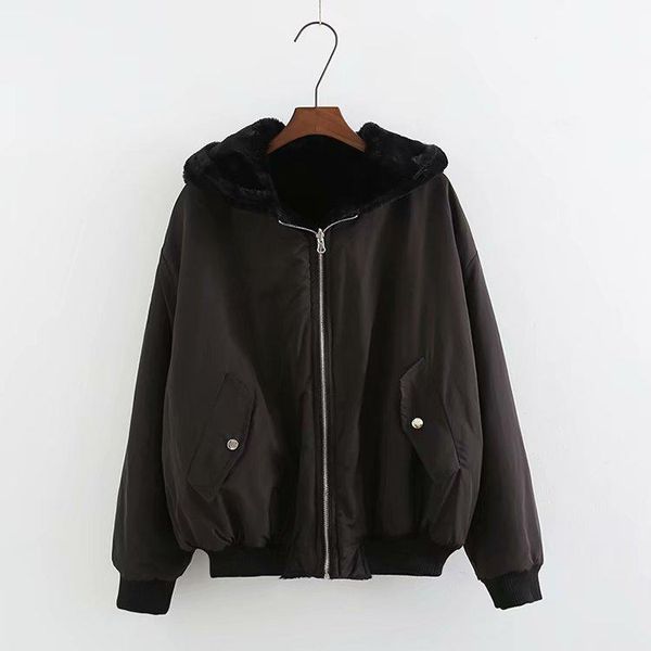 

tze108 european and american fashion double side jacket, Black;brown