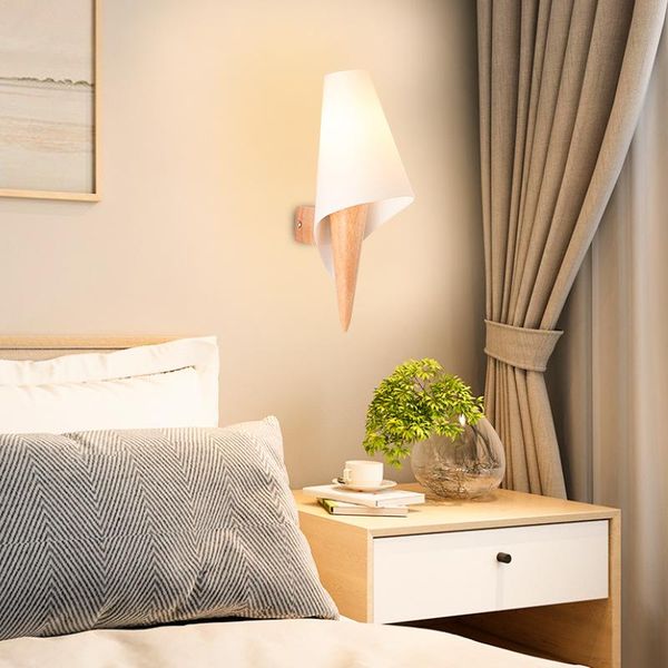 

wall lamp nordic simple lights wood arrival glass home corridor lighting single fixture decor