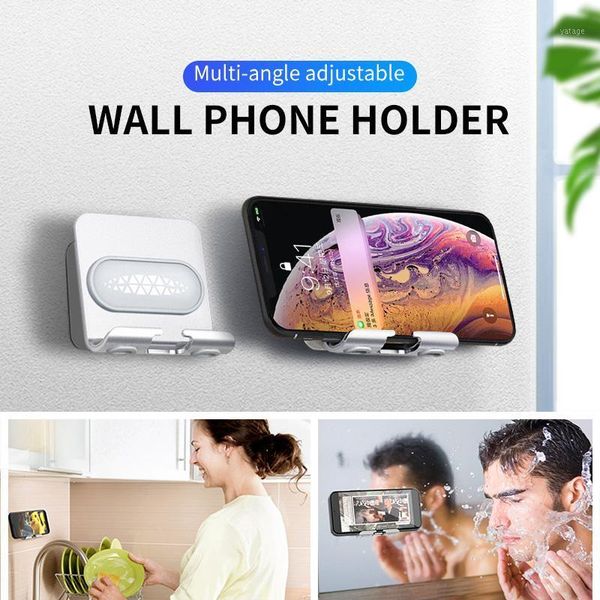 

cell phone mounts & holders fonken rotating wall holder punch-bracket with hook for smartphone mobile tablet key stands1